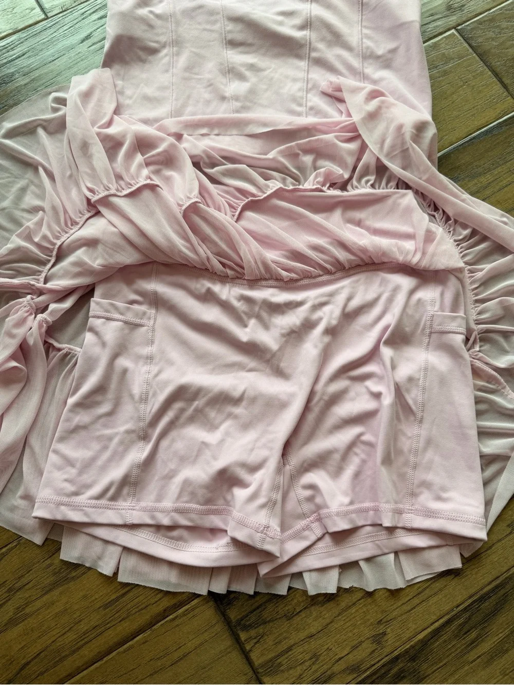 Women's Light Pink Racerback Crop Sports Bra + Skirt Set - Picture 4 of 9
